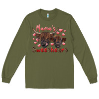 Army Green mama's sweetheart highland cow and calf Long Sleeve Tee - RanaPortraitStore