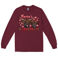 Burgundy mama's sweetheart highland cow and calf Long Sleeve Tee - RanaPortraitStore