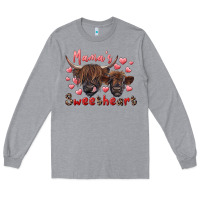 Heather Grey mama's sweetheart highland cow and calf Long Sleeve Tee - RanaPortraitStore