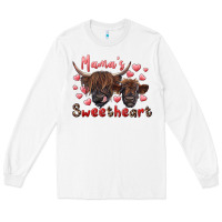 White mama's sweetheart highland cow and calf Long Sleeve Tee - RanaPortraitStore