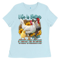 Baby Blue Western Life Is Better With Chickens Ladies Tee - LillyAllenDesigns