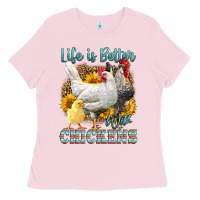 Bubblegum Pink Western Life Is Better With Chickens Ladies Tee - LillyAllenDesigns