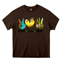 Chocolate Brown peace love beer Heavy Core Tee - AdoDesignShop