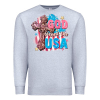 Heather Grey God Blessed the USA Premium Sweatshirt - FaDigitalArtStudio