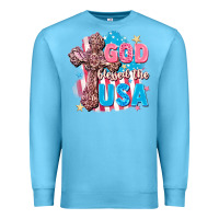 Ocean Blue God Blessed the USA Premium Sweatshirt - FaDigitalArtStudio