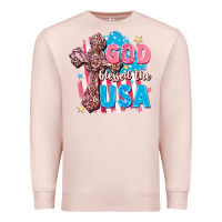 Pale Pink God Blessed the USA Premium Sweatshirt - FaDigitalArtStudio