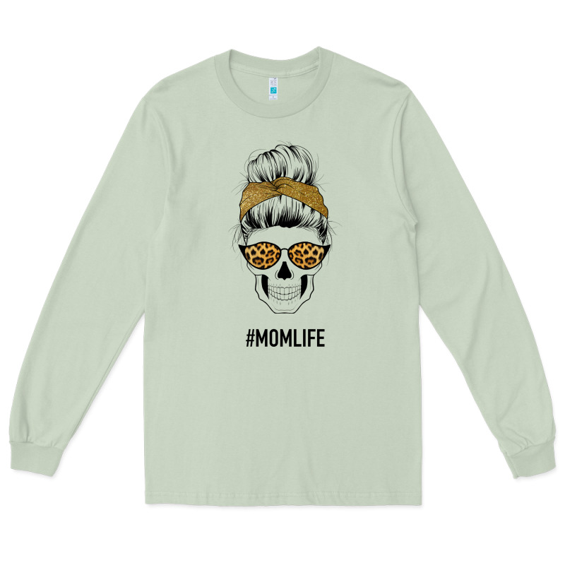 Yellow Glitter, Leopard Pattern Mom Skull Long Sleeve Tee by Bettercallsaul | Teevron