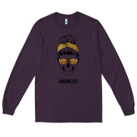 Plum Yellow Glitter, Leopard Pattern Mom Skull Long Sleeve Tee - Bettercallsaul