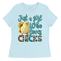 Baby Blue Western Just A Girl Who loves Chicks Ladies Tee - LillyAllenDesigns