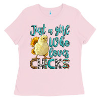 Bubblegum Pink Western Just A Girl Who loves Chicks Ladies Tee - LillyAllenDesigns