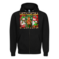 Black christmas snowman polar bear reindeer Zipper Hoodie - CowGirlArtShop