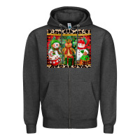 Charcoal Heather christmas snowman polar bear reindeer Zipper Hoodie - CowGirlArtShop