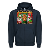 Navy christmas snowman polar bear reindeer Zipper Hoodie - CowGirlArtShop
