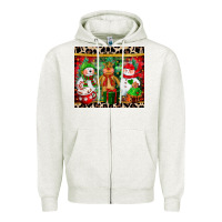 Oatmeal Heather christmas snowman polar bear reindeer Zipper Hoodie - CowGirlArtShop