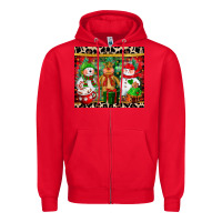 Red christmas snowman polar bear reindeer Zipper Hoodie - CowGirlArtShop