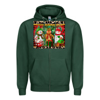 Sports Green christmas snowman polar bear reindeer Zipper Hoodie - CowGirlArtShop