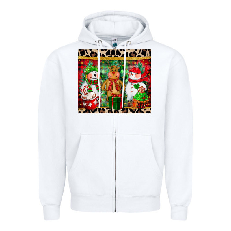 Christmas Snowman Polar Bear Reindeer Zipper Hoodie by CowGirlArtShop | Teevron