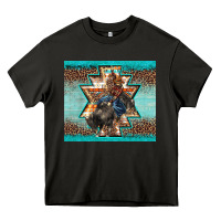 Asphalt western rodeo bullfighter Aztec leopard turquoise Heavy Core Tee - BarkalooDesign