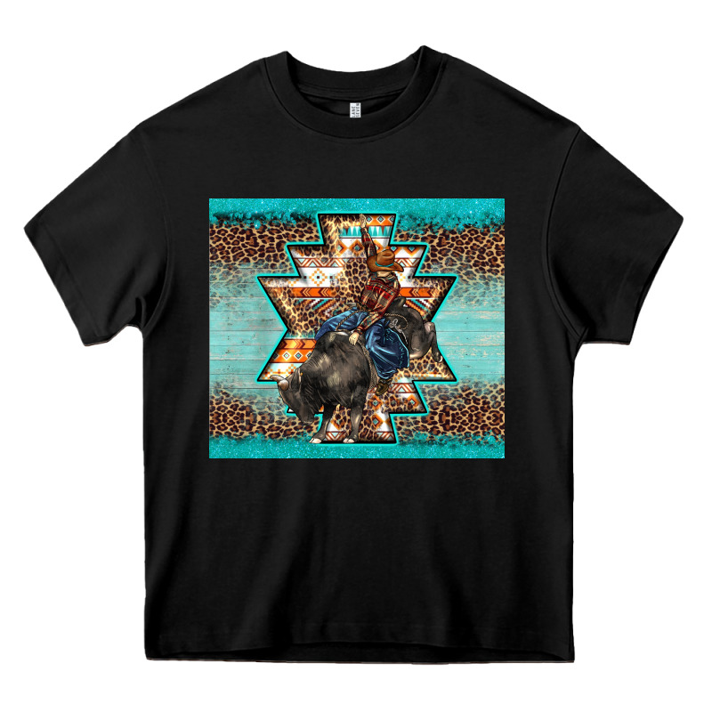 Western Rodeo Bullfighter Aztec Leopard Turquoise Heavy Core Tee by BarkalooDesign | Teevron