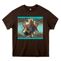 Chocolate Brown western rodeo bullfighter Aztec leopard turquoise Heavy Core Tee - BarkalooDesign