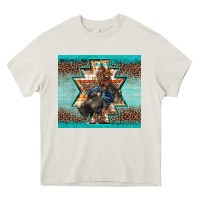 Cream western rodeo bullfighter Aztec leopard turquoise Heavy Core Tee - BarkalooDesign