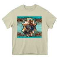 Mossy western rodeo bullfighter Aztec leopard turquoise Heavy Core Tee - BarkalooDesign