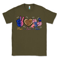 Army Green Peace Love Cheer Classic Tee - BundleAndBundleShop
