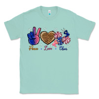 Seafoam Peace Love Cheer Classic Tee - BundleAndBundleShop