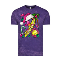 Cloud Purple Pink Christmas Breast Cancer Ribbon Softball Vintage Tee - BundleAndBundleShop