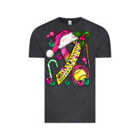 Vintage Black Pink Christmas Breast Cancer Ribbon Softball Vintage Tee - BundleAndBundleShop