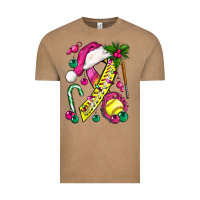 Vintage Coffee Pink Christmas Breast Cancer Ribbon Softball Vintage Tee - BundleAndBundleShop