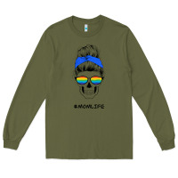 Army Green Blue Glitter Rainbow Mom Skull Long Sleeve Tee - Bettercallsaul