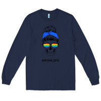 Navy Blue Glitter Rainbow Mom Skull Long Sleeve Tee - Bettercallsaul