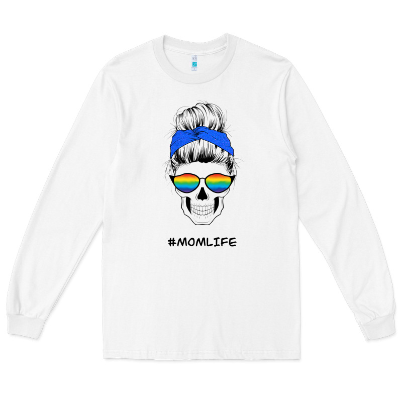 Blue Glitter Rainbow Mom Skull Long Sleeve Tee by Bettercallsaul | Teevron