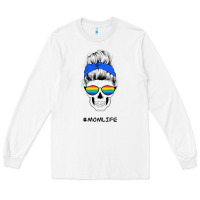 White Blue Glitter Rainbow Mom Skull Long Sleeve Tee - Bettercallsaul