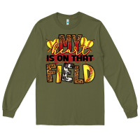 Army Green softball my heart is on that field Long Sleeve Tee - RanaPortraitStore
