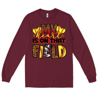 Burgundy softball my heart is on that field Long Sleeve Tee - RanaPortraitStore