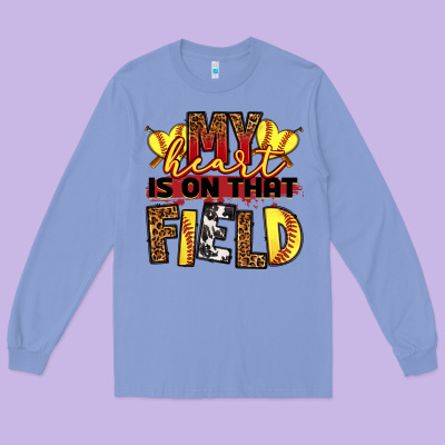 Softball My Heart Is On That Field Long Sleeve Tee Designed By Ranaportraitstore