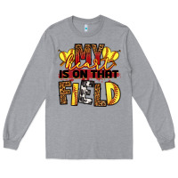 Heather Grey softball my heart is on that field Long Sleeve Tee - RanaPortraitStore
