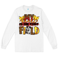 White softball my heart is on that field Long Sleeve Tee - RanaPortraitStore