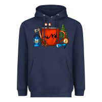 Navy Camper Coffee Cup Heavyweight Hoodie - FaDigitalArtStudio