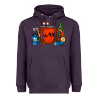 Plum Camper Coffee Cup Heavyweight Hoodie - FaDigitalArtStudio