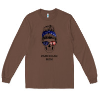 Chestnut American Stars, American Flag Patterned Mom Skull Long Sleeve Tee - Bettercallsaul