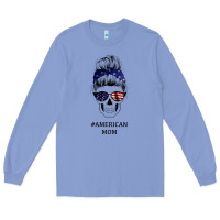 Colony Blue American Stars, American Flag Patterned Mom Skull Long Sleeve Tee - Bettercallsaul