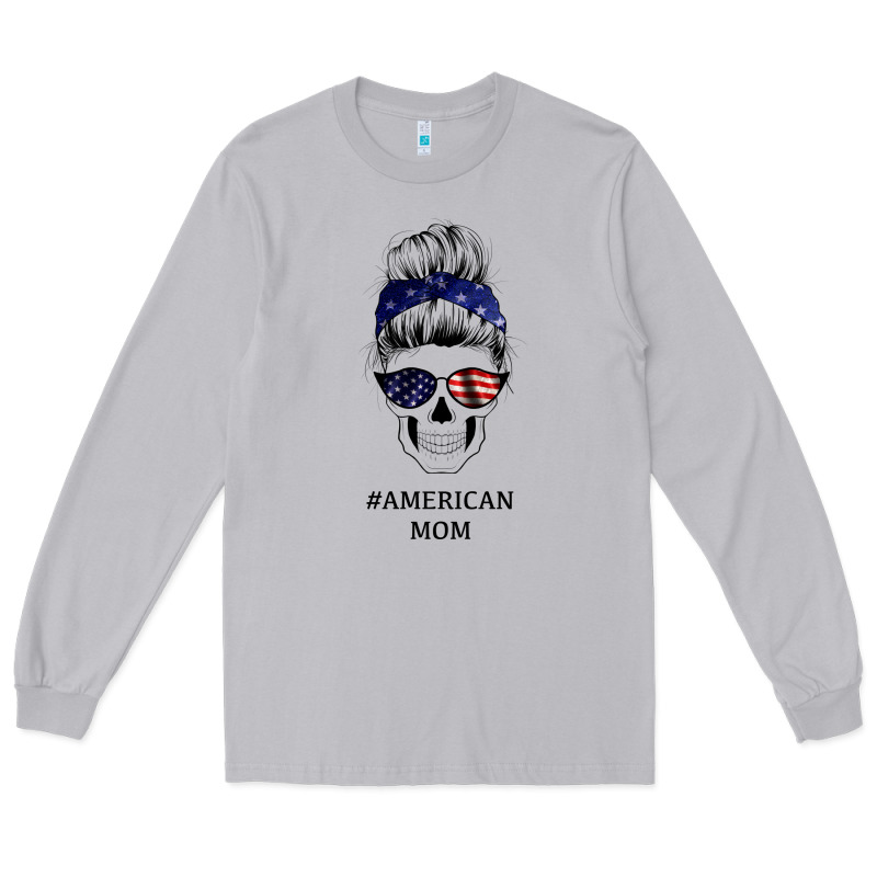 American Stars, American Flag Patterned Mom Skull Long Sleeve Tee by Bettercallsaul | Teevron