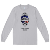 Moon Dust American Stars, American Flag Patterned Mom Skull Long Sleeve Tee - Bettercallsaul