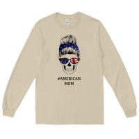 Mushroom American Stars, American Flag Patterned Mom Skull Long Sleeve Tee - Bettercallsaul