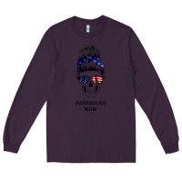 Plum American Stars, American Flag Patterned Mom Skull Long Sleeve Tee - Bettercallsaul