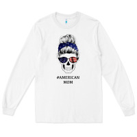 White American Stars, American Flag Patterned Mom Skull Long Sleeve Tee - Bettercallsaul