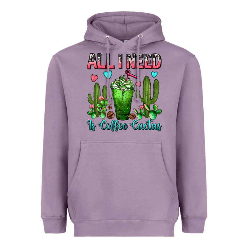 All I Need Is Coffee Cactus Frappe Heavyweight Hoodie by FaDigitalArtStudio | Teevron